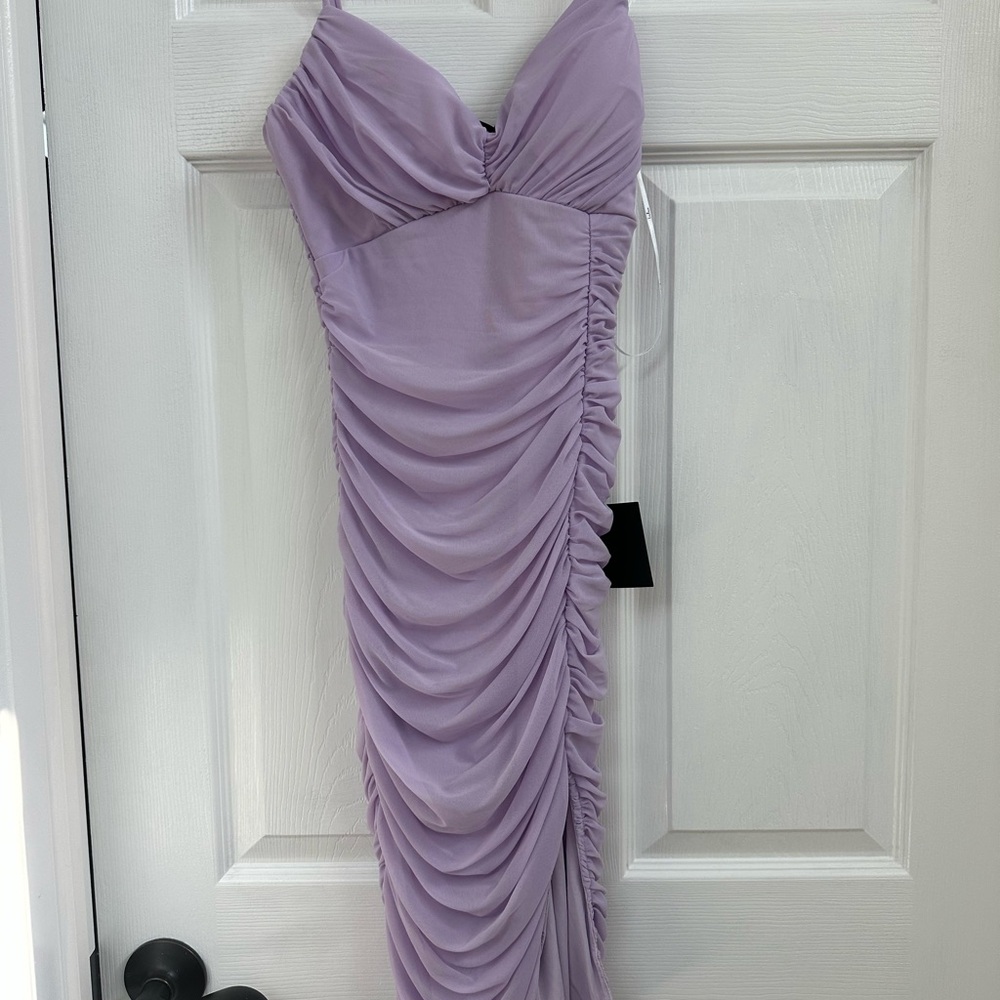 Elegant Lavender Ruched Dress